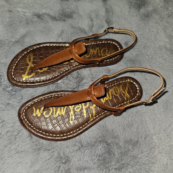 NEW! Sam Edelman Sandals Women's Size 7 Brown Leather Gigi Flats Boho NIB - Picture 3 of 13